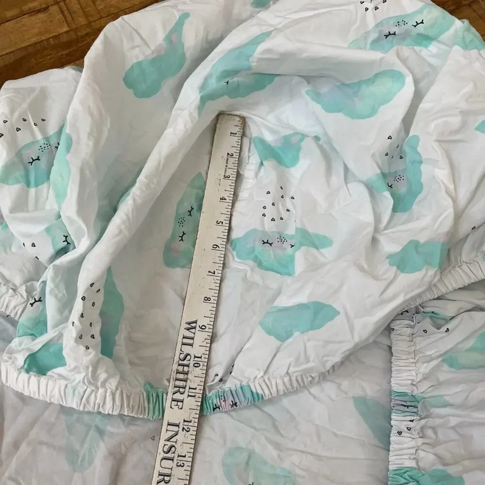 Crate & Kids Organic Cotton Twin Size Sheet Set Watercolor Cloud